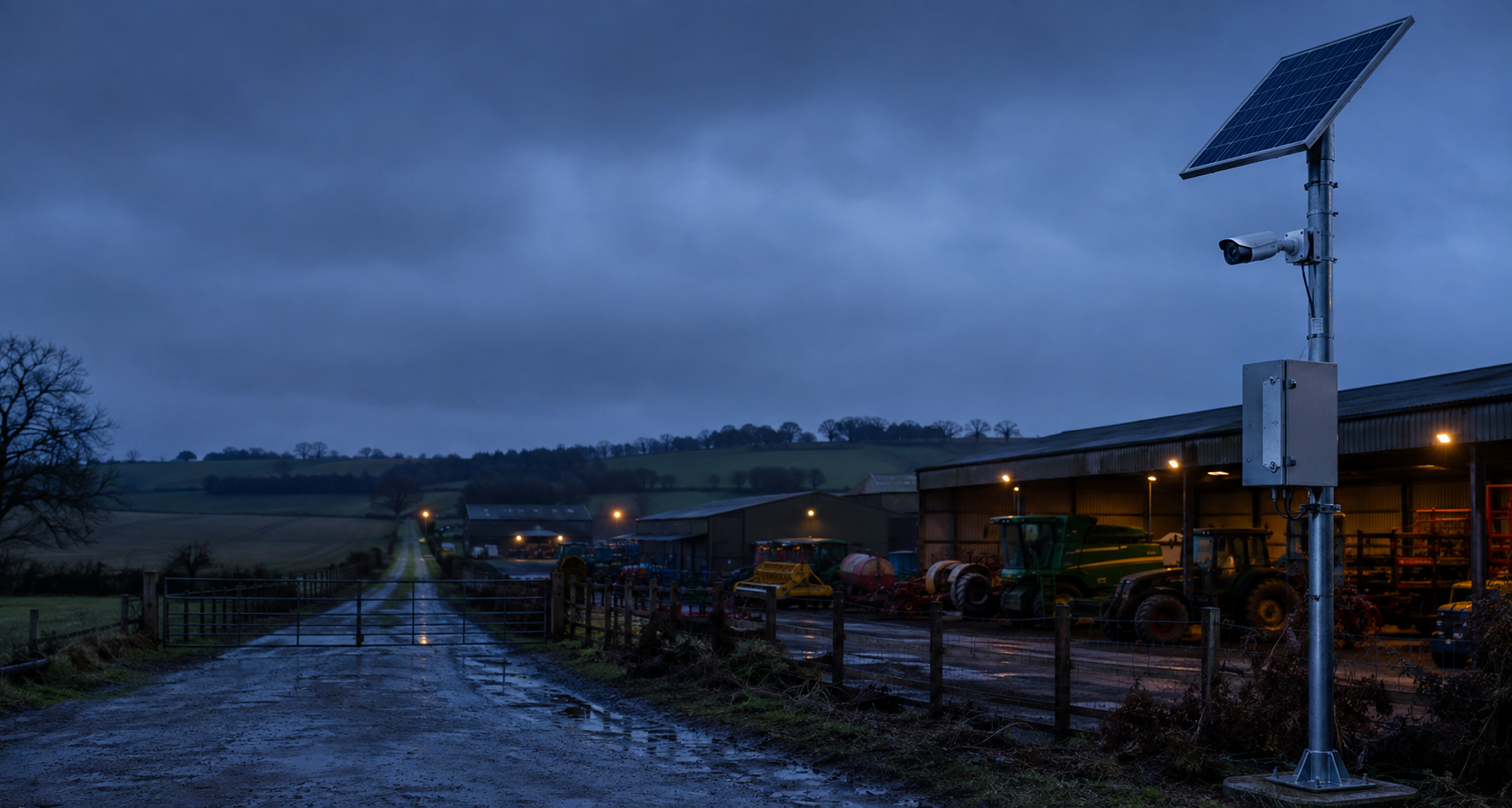 Solar-powered 4G CCTV protecting a remote British commercial yard